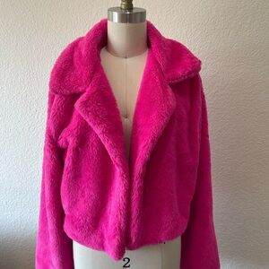 Source Unknown Hot Pink Faux Fur Teddy Jacket - Women's Plush Coat
